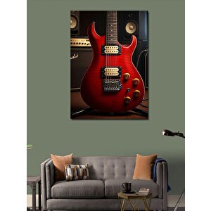 Kanvas Tablo Kırmızı Gitar 100x140 cm
