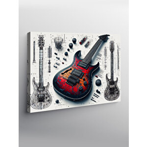 Kanvas Tablo Elektro Gitar Çizimi 50x70 cm