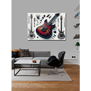 Kanvas Tablo Elektro Gitar Çizimi 50x70 cm