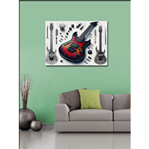Kanvas Tablo Elektro Gitar Çizimi 50x70 cm