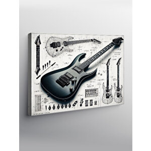 Kanvas Tablo Siyah Modern Gitar 50x70 cm