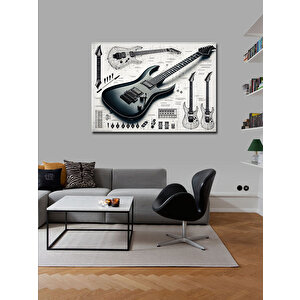 Kanvas Tablo Siyah Modern Gitar 50x70 cm