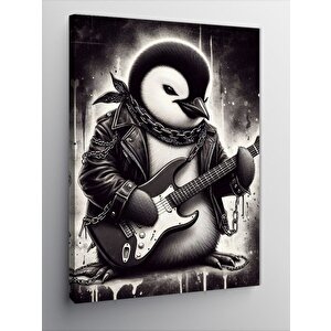 Kanvas Tablo Gitar Çalan Penguen 70x100 cm