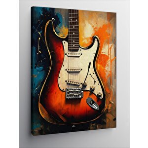 Kanvas Tablo Ahşap Gitar 50x70 cm