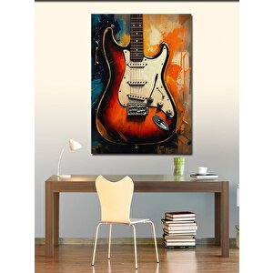 Kanvas Tablo Ahşap Gitar 50x70 cm