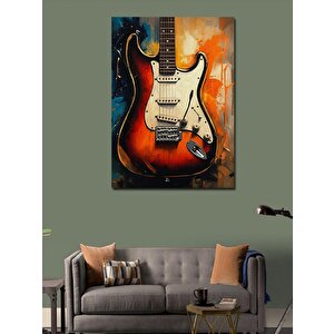 Kanvas Tablo Ahşap Gitar 50x70 cm