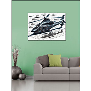 Kanvas Tablo Askeri Helikopter Profili 50x70 cm
