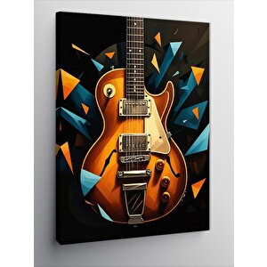 Kanvas Tablo Neon Elektro Gitar 100x140 cm