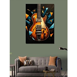 Kanvas Tablo Neon Elektro Gitar 100x140 cm