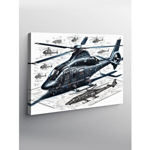Kanvas Tablo Askeri Helikopter Profili 70x100 cm