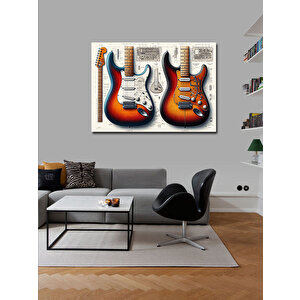 Kanvas Tablo İkiz Elektro Gitarlar 100x140 cm