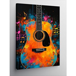 Kanvas Tablo Renkli Akustik Gitar 70x100 cm