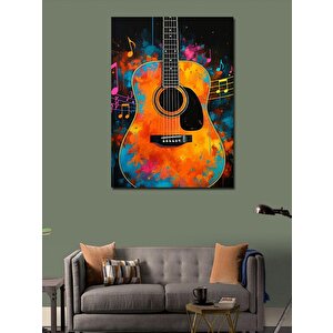 Kanvas Tablo Renkli Akustik Gitar 70x100 cm