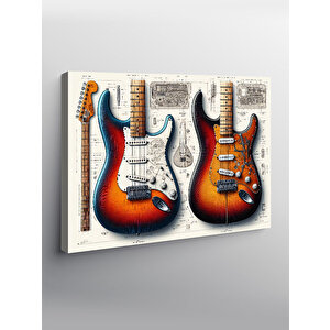 Kanvas Tablo İkiz Elektro Gitarlar 50x70 cm