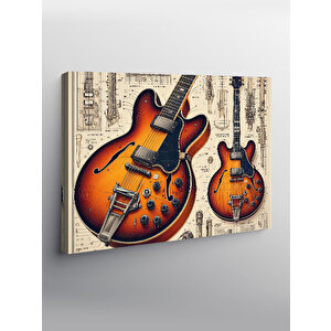 Kanvas Tablo Akustik Gitar Düeti 50x70 cm