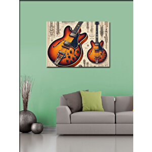 Kanvas Tablo Akustik Gitar Düeti 50x70 cm