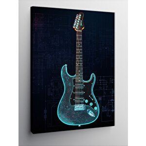 Kanvas Tablo Mavi Elektro Gitar 70x100 cm