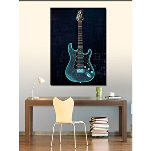 Kanvas Tablo Mavi Elektro Gitar 100x140 cm
