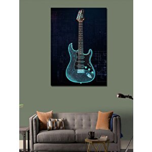 Kanvas Tablo Mavi Elektro Gitar 100x140 cm