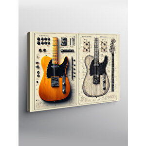 Kanvas Tablo Elektro Gitar Çizimleri 70x100 cm