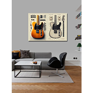 Kanvas Tablo Elektro Gitar Çizimleri 70x100 cm