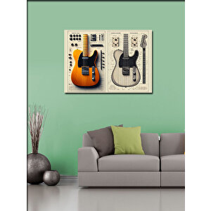 Kanvas Tablo Elektro Gitar Çizimleri 70x100 cm