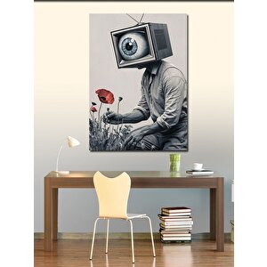 Kanvas Tablo Televizyon Kafalı Adam 70x100 cm