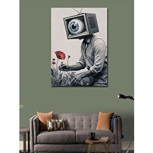 Kanvas Tablo Televizyon Kafalı Adam 70x100 cm
