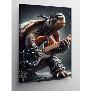 Kanvas Tablo Gitar Çalan Kaplumbağa 100x140 cm
