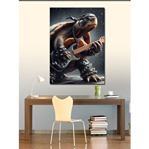 Kanvas Tablo Gitar Çalan Kaplumbağa 100x140 cm