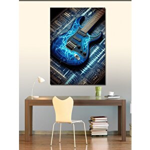 Kanvas Tablo Mavi Elektro Gitar 50x70 cm