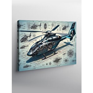 Kanvas Tablo Teknik Helikopter Tasarımı 70x100 cm