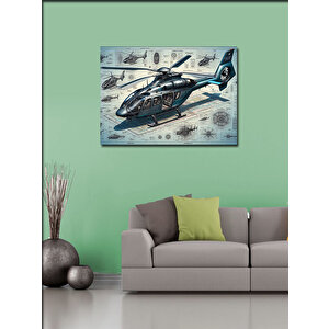 Kanvas Tablo Teknik Helikopter Tasarımı 70x100 cm