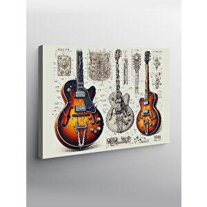 Kanvas Tablo Elektro Gitar Teknik Çizimi 70x100 cm