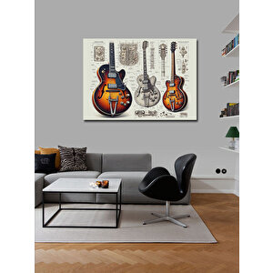 Kanvas Tablo Elektro Gitar Teknik Çizimi 70x100 cm