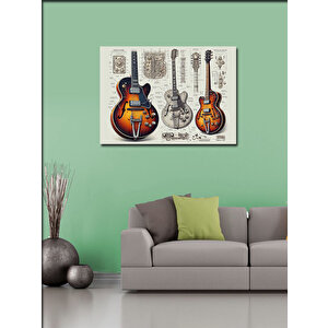 Kanvas Tablo Elektro Gitar Teknik Çizimi 50x70 cm