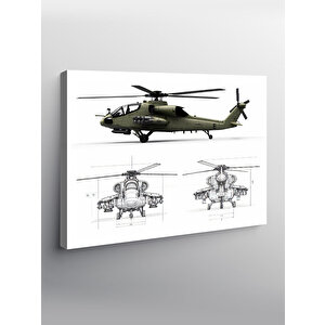 Kanvas Tablo Askeri Helikopter Planı 70x100 cm