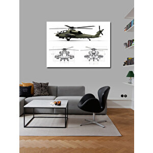 Kanvas Tablo Askeri Helikopter Planı 70x100 cm