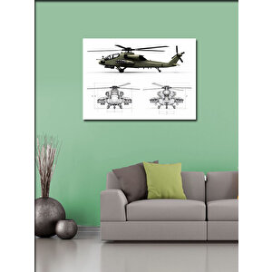 Kanvas Tablo Askeri Helikopter Planı 50x70 cm