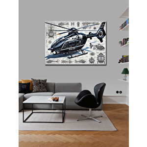 Kanvas Tablo Teknik Helikopter Tasarımı 50x70 cm