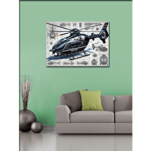 Kanvas Tablo Teknik Helikopter Tasarımı 50x70 cm