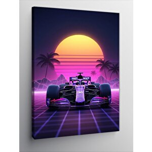 Kanvas Tablo Neon Formula 1 Aracı 100x140 cm