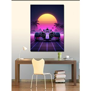 Kanvas Tablo Neon Formula 1 Aracı 100x140 cm