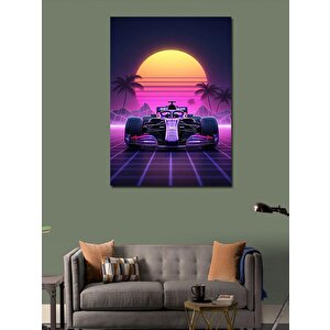 Kanvas Tablo Neon Formula 1 Aracı 100x140 cm