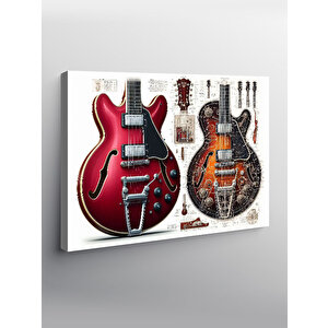 Kanvas Tablo Kırmızı Gitar Koleksiyonu 70x100 cm