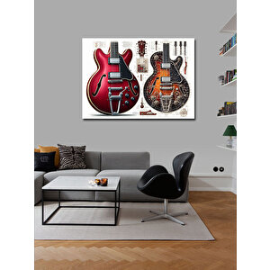Kanvas Tablo Kırmızı Gitar Koleksiyonu 70x100 cm
