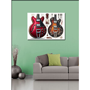 Kanvas Tablo Kırmızı Gitar Koleksiyonu 70x100 cm