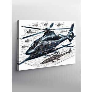 Kanvas Tablo Askeri Helikopter Tasarımı 100x140 cm