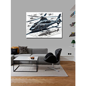Kanvas Tablo Askeri Helikopter Tasarımı 100x140 cm