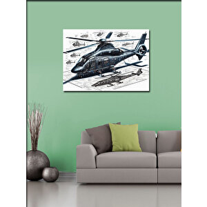 Kanvas Tablo Askeri Helikopter Tasarımı 100x140 cm